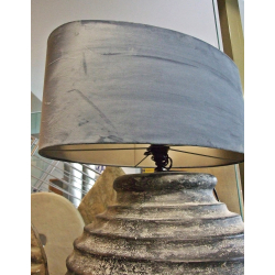 Lampa ceramiczna prążkowana Rustykalna z abażurem 92cm